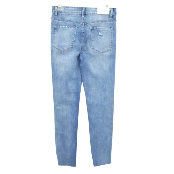 Klique B Skinny Ankle Jeans NEW Sz 5 Distressed Raw Hem Stretch Denim High Rise - Picture 2 of 10